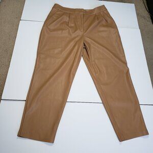 Express Faux Leather Tan High Rise Ankle Pleated Pants Womens Size 14 R